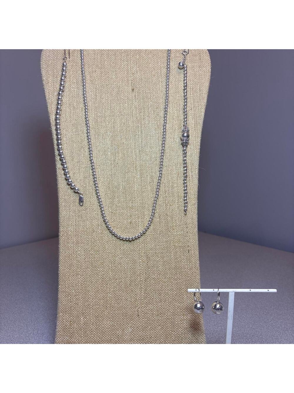 Vintage Silver 925 Stamped Beaded Jewelry Set